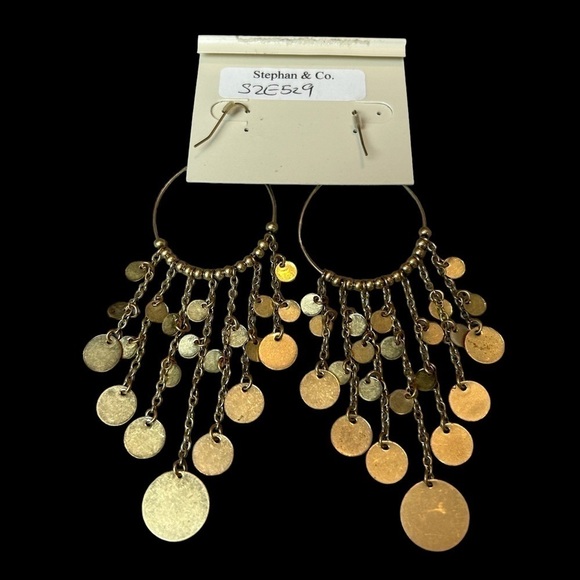 Stephan & Co. Red & Gold Hoop & Hook Drop Dangle Earrings - Picture 7 of 9